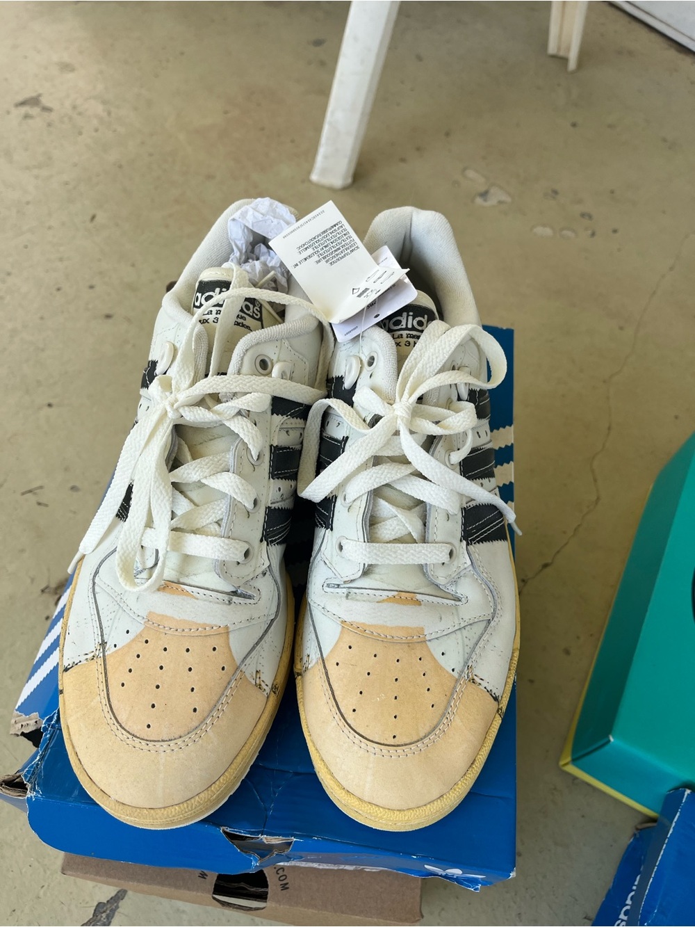 adidas White, Beige and Black Low-Top Sneakers